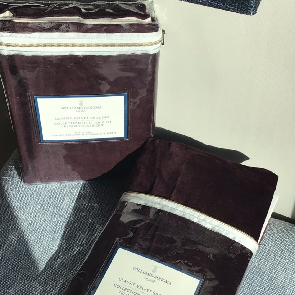 Williams Sonoma Velvet Pillow Shams King & Euro Home Classic Cotton Linen
